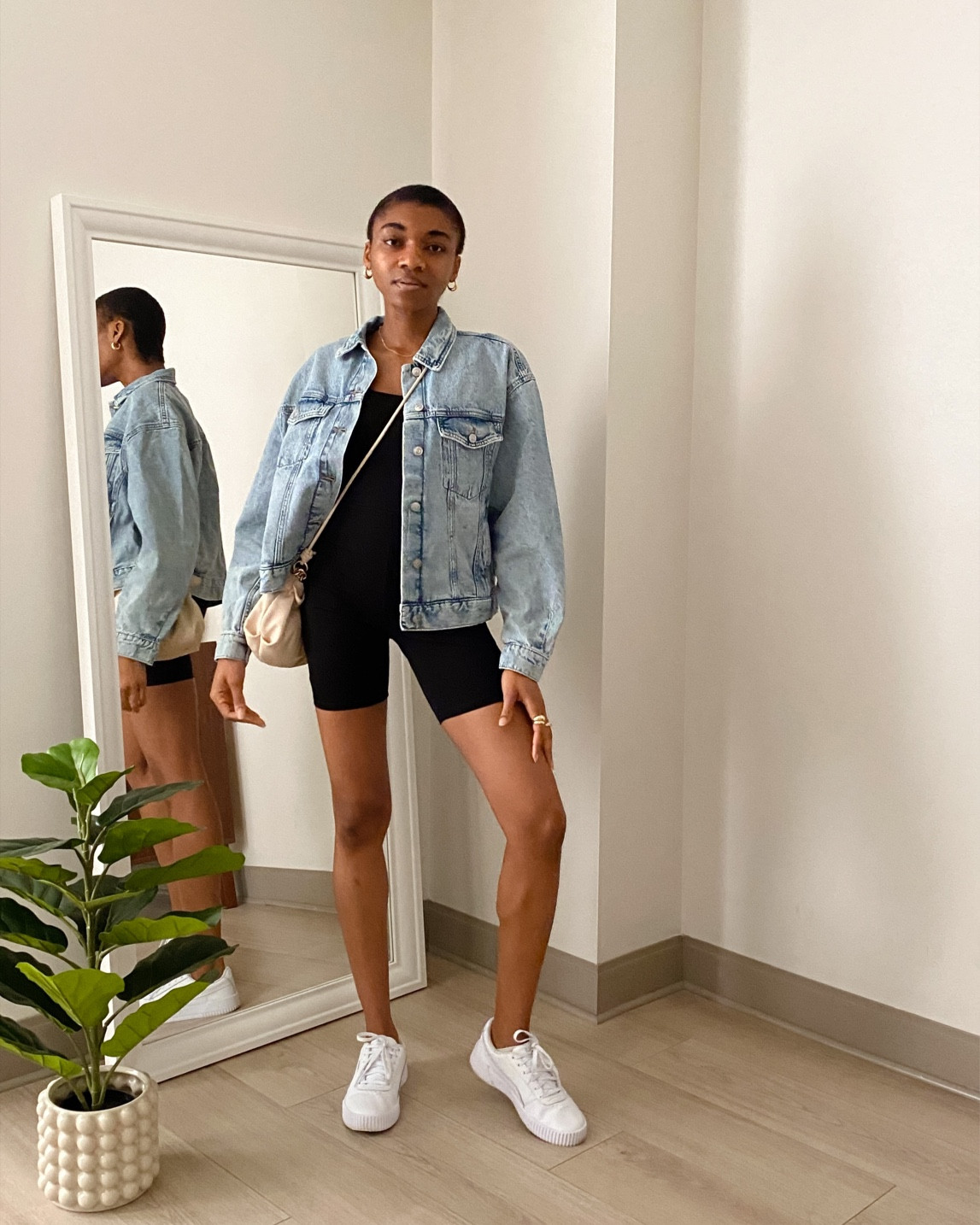 Styling a Romper / Shorts bodysuit 
I styled this with a baseball hat over on Instagram @memkohliving 

denim jacket, white sneakers, black bodysuit, vacation outfits

#LTKSeasonal #LTKstyletip #LTKtravel