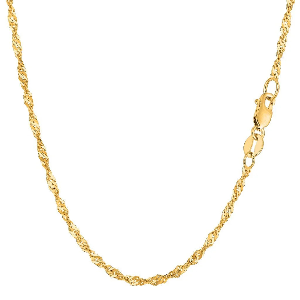10K SOLID Yellow Gold 2.2mm Shiny Diamond-Cut Classic Singapore Chain Necklace for Pendants and C... | Walmart (US)