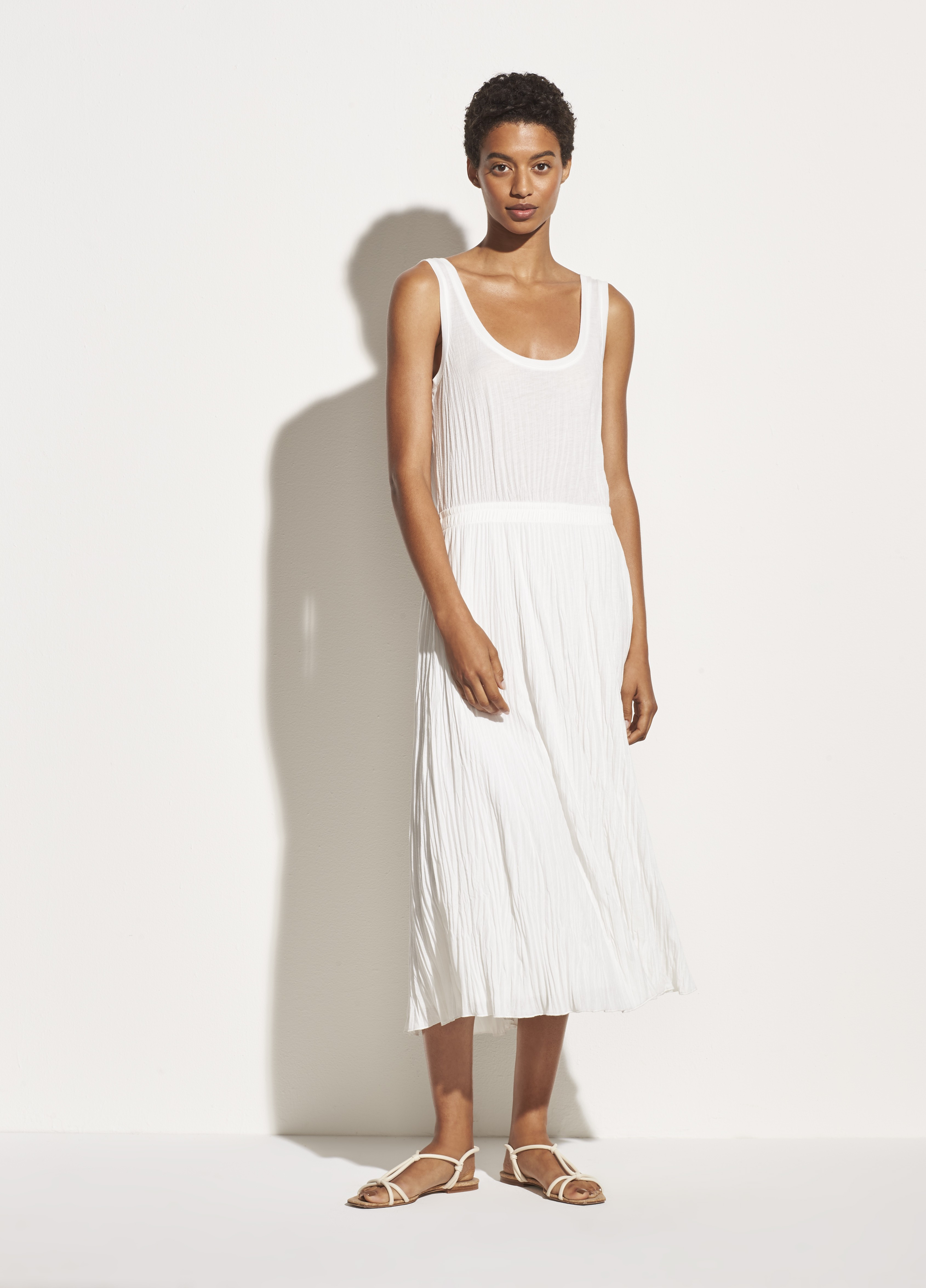 Pleated Scoop Neck Tank Dress | Vince LLC