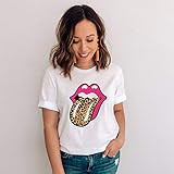Pink Leopard Lips Tongue Tee, Rolling Stones, Women's Graphic Tee, Rolling Stones Tongue Tee, Vintag | Amazon (US)