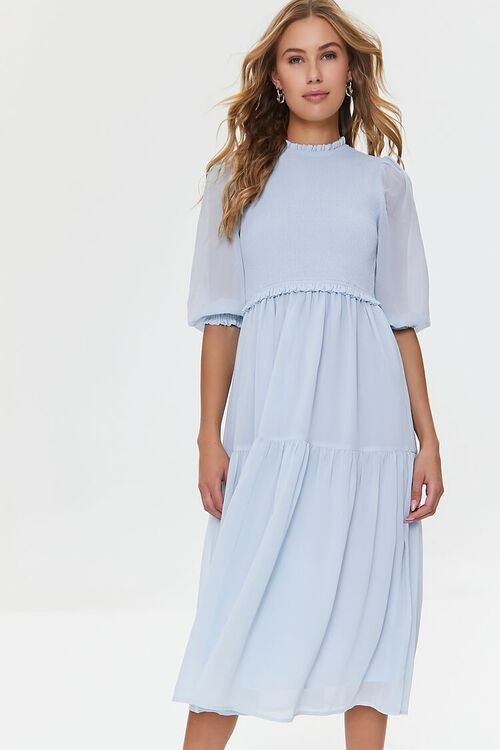 Smocked Peasant-Sleeve Dress | Forever 21 | Forever 21 (US)