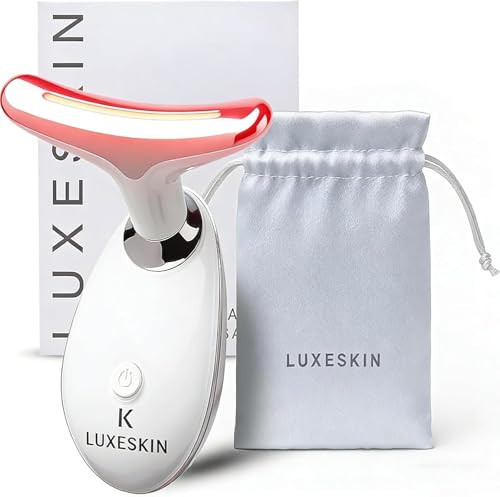 LuxeSkin 7 Color LED Red Light Therapy Facial Massager for Face and Neck, Electric Facial Tool for Skin Care with Vibration, Warm Mode & Travel Bag | Amazon (US)