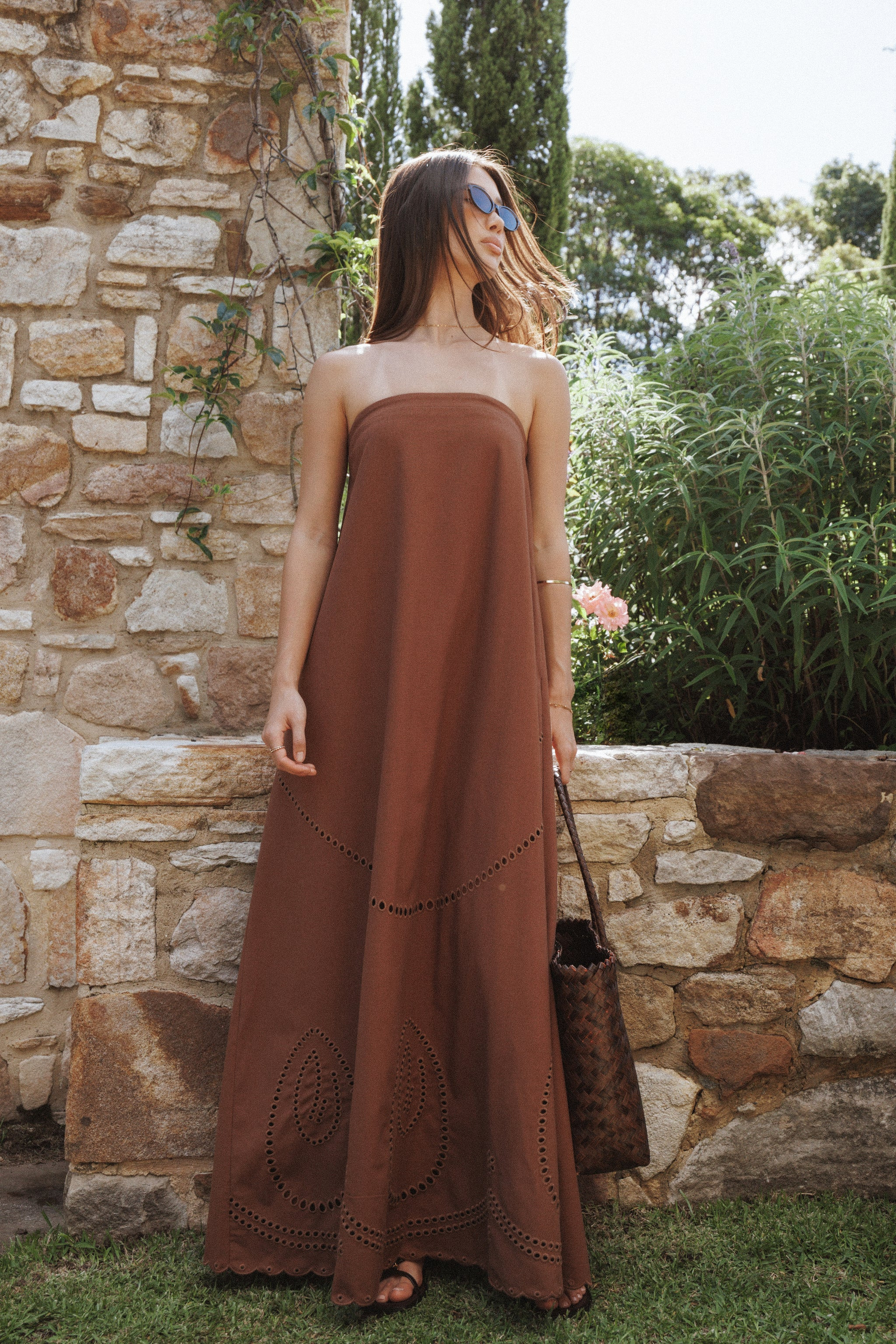 Como Strapless Maxi Dress - Brown | Petal & Pup (AU)