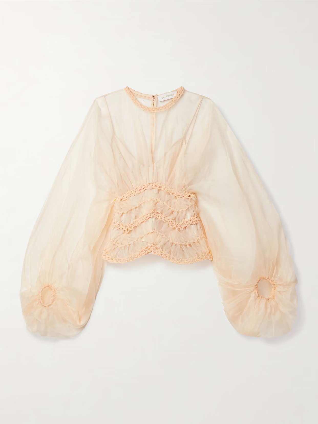 Zimmermann - Illuminate Macramé And Tulle-trimmed Gathered Silk-organza Blouse - Cream | NET-A-PORTER (US)