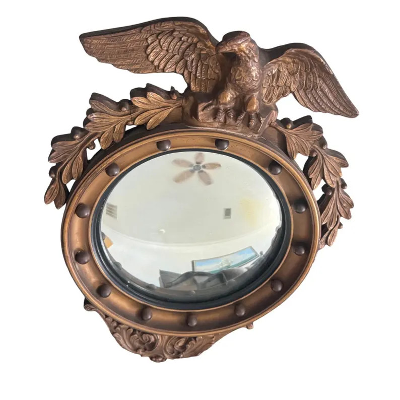 Vintage Old Mid 20th Century Ornate Eagle Convex Round Mirror About 13x18" - Etsy | Etsy (US)