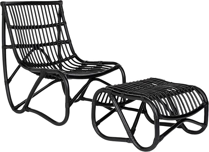 Safavieh Home Collection Shenandoah White Chair and Ottoman | Amazon (US)