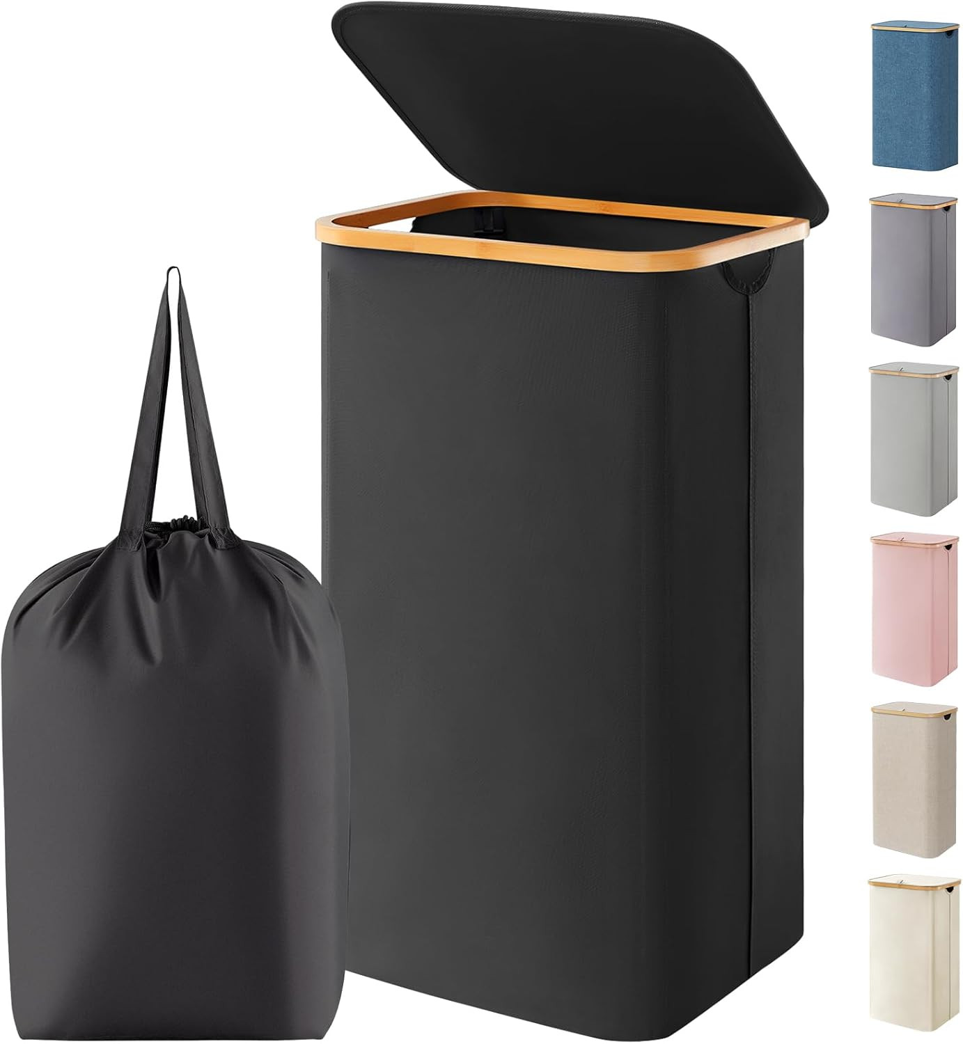 Lifewit 100L Laundry Basket with Lid, Clothes Hampers for Laundry with Bamboo Handles and 1 Remov... | Amazon (US)