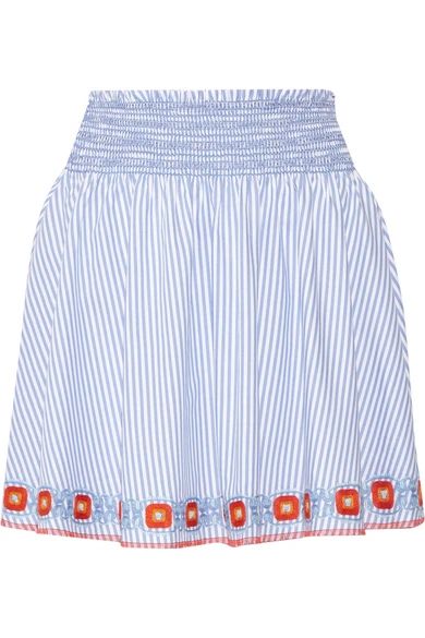 Grace embroidered striped cotton Oxford mini skirt | NET-A-PORTER (US)