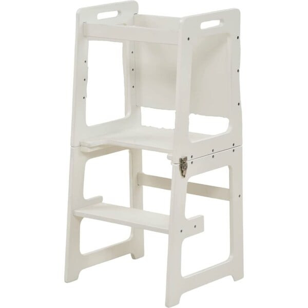 Date - 4 in 1 Kitchen Tower, Desk, Step Stool and Chalkboard, White | Maisonette