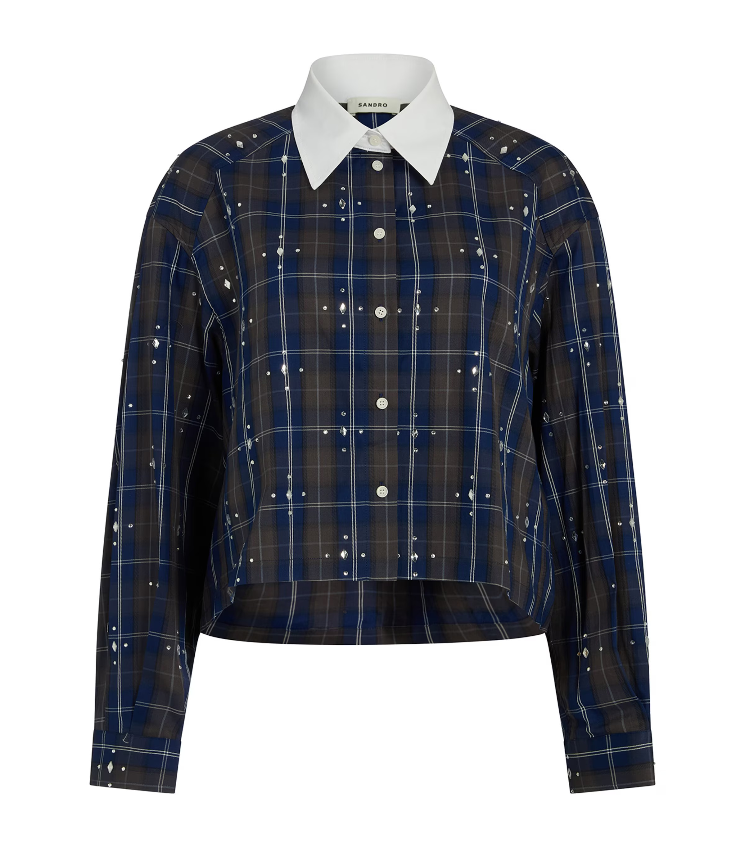 Sandro Paris Rhinestone-Embellished Check Shirt | Harrods