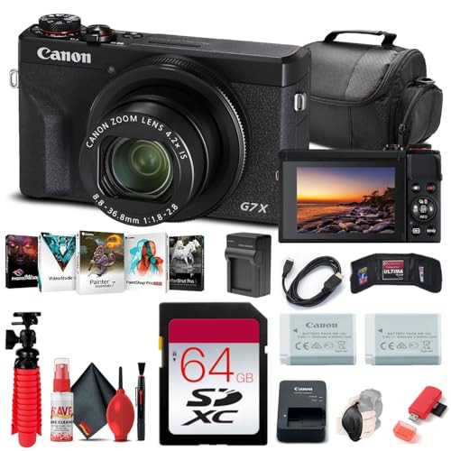 Canon PowerShot G7 X Mark III Digital Camera (Black) (3637C001), 64GB Memory Card, NB13L Battery, Corel Photo Software, Charger, Card Reader, Bag, Flex Tripod + More (Renewed) | Amazon (US)