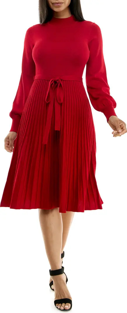 Nina Leonard Tie Waist Fit & Flare Sweater Dress | Nordstromrack | Nordstrom Rack