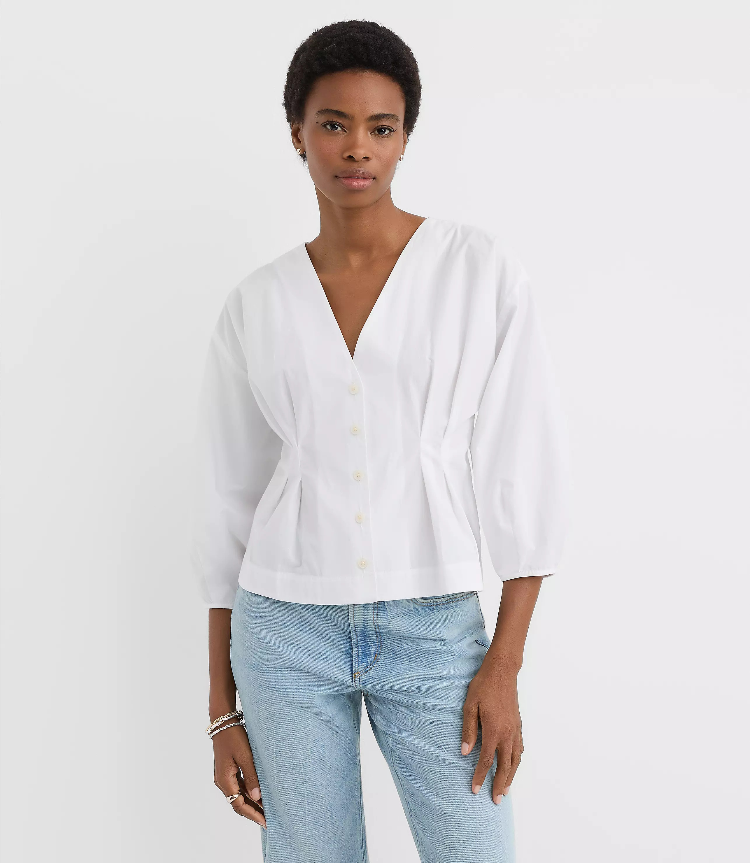Petite Poplin Cinched Back Shirt | LOFT