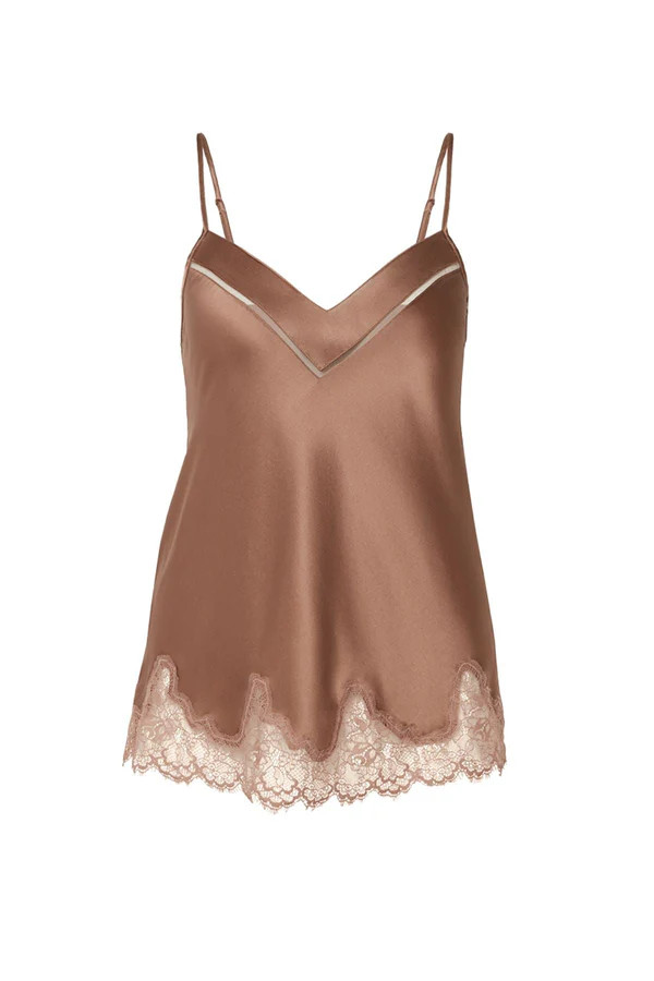 Nocturine Silk Top - Light Brown | Chérie Amour