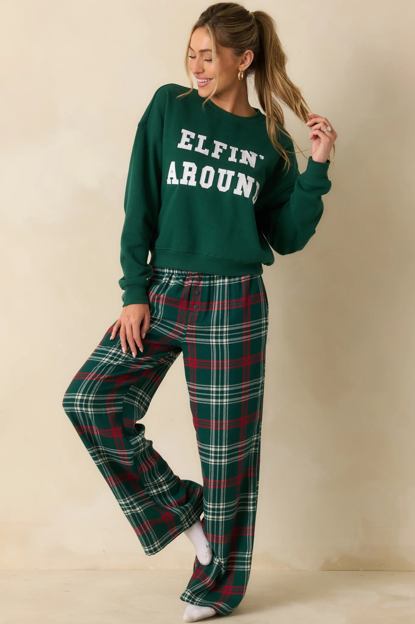 Z Supply Mistletoe Green Festive Holiday Sweatshirt | Red Dress