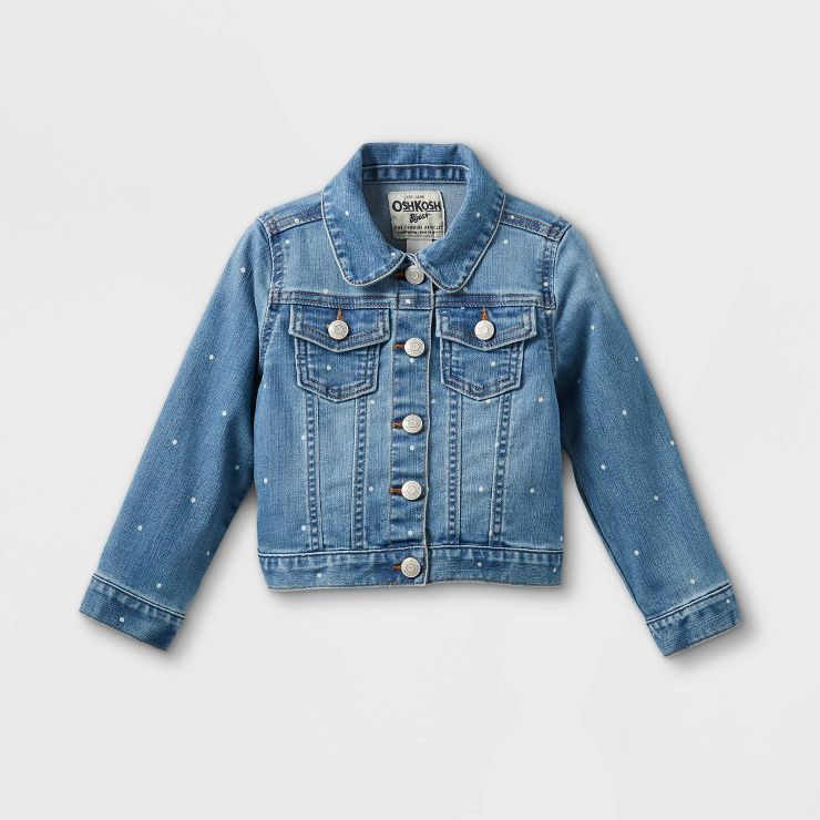 OshKosh B'gosh Toddler Girls' Dot Print Denim Jacket - Blue | Target