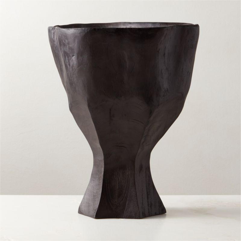 Odin Black Teak Wood Vase | CB2 | CB2