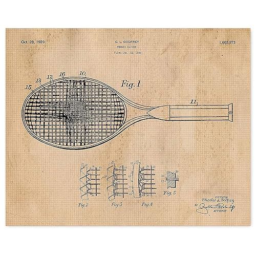 Vintage Tennis Racquet Patent Print, 1 (11x14) Unframed Photo, Wall Art Decor Gifts Under 20 for ... | Amazon (US)