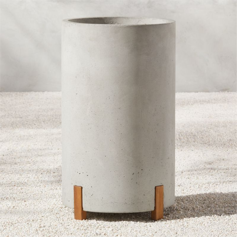 Tanta Modern Grey Cement Outdoor Planter Large + Reviews | CB2 | CB2