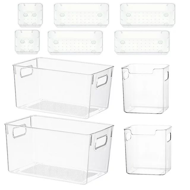 10Pcs Plastic Pantry Organization and Storage Bins with Drawer Organizers Clear Fridge Organizer ... | Walmart (US)