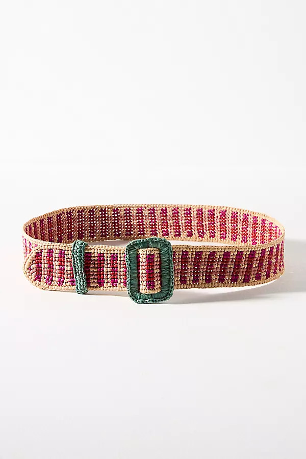 French Knot Gingham Raffia Belt | Anthropologie (US)