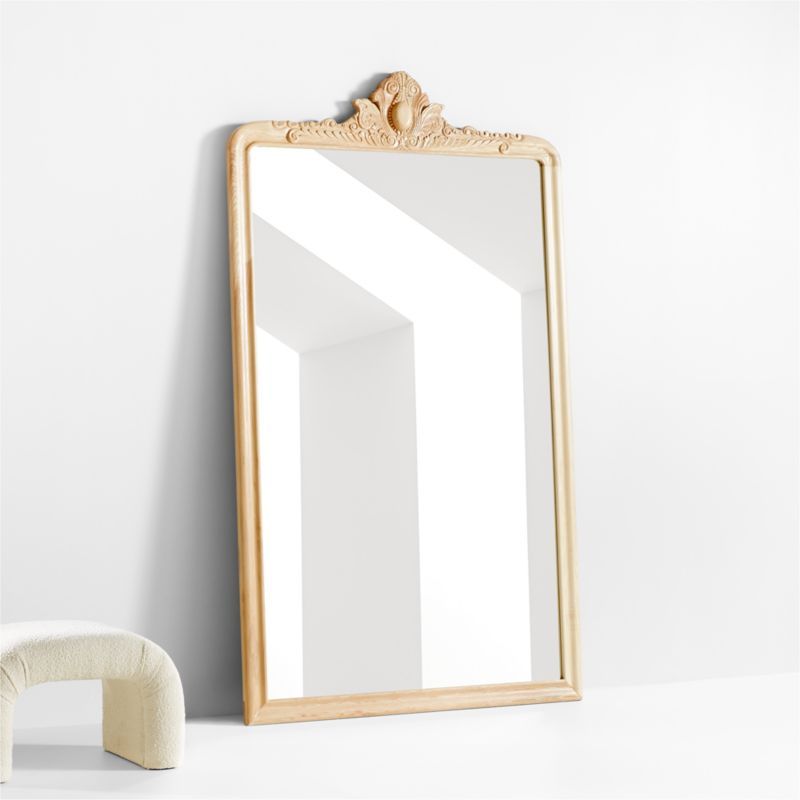 Levon Natural Carved Wood Wide Floor Mirror by Leanne Ford + Reviews | Crate & Barrel | Crate & Barrel