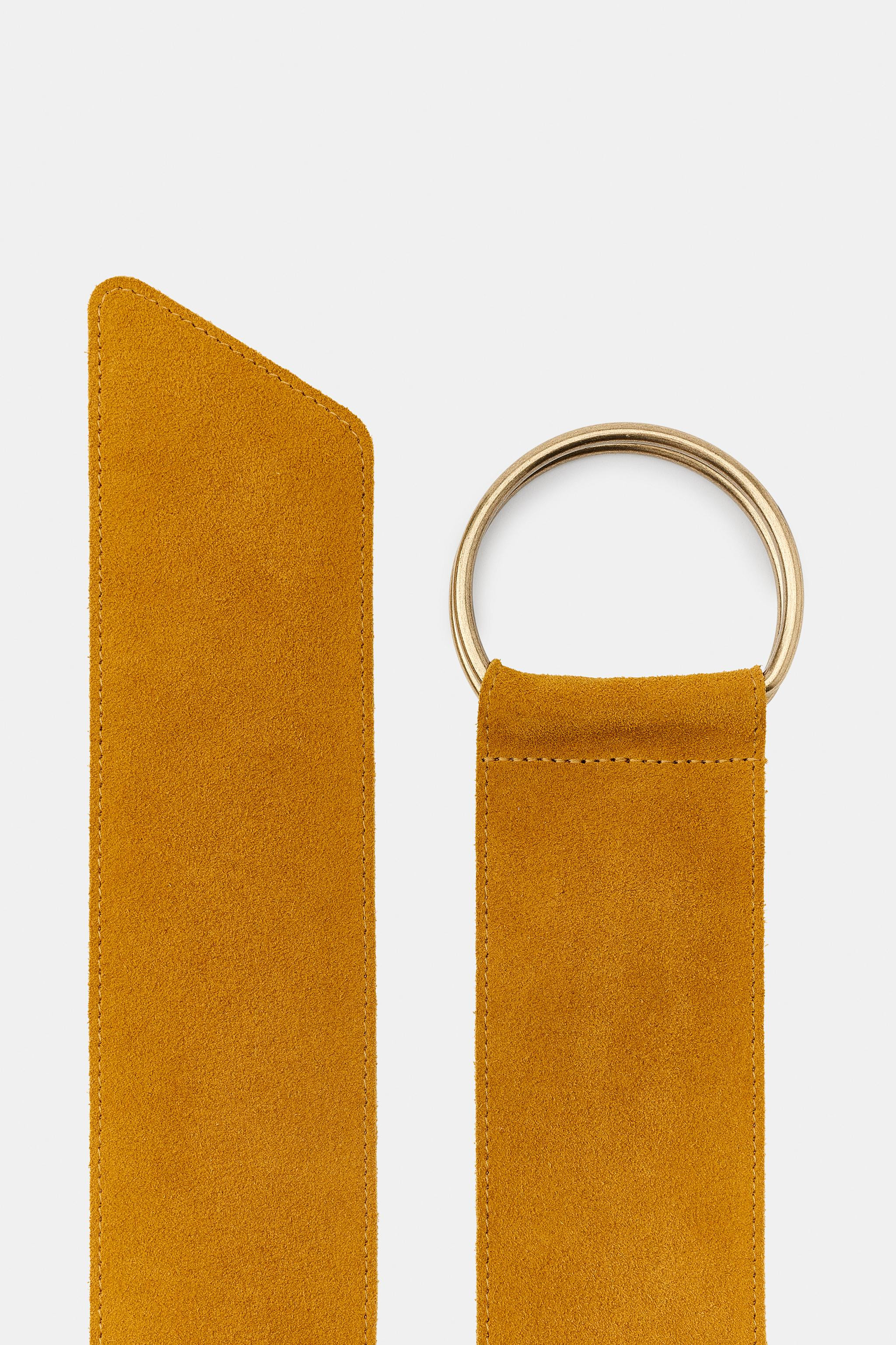 100% SUEDE LEATHER BELT WITH CIRCULAR BUCKLE | Zara US