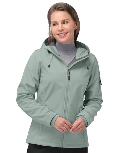 33,000ft Women's Softshell Jacket, Fleece Lined Warm Jacket Light Hooded Windproof Coat for Outdoor Hiking | Amazon (US)