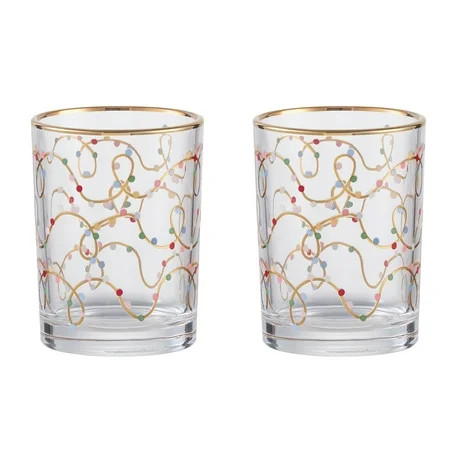 Holiday Time Glass 11oz DOF Gold Lights Gold Rim | Walmart (US)