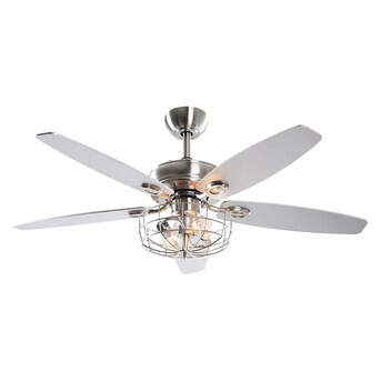Parrot Uncle 52-in Satin Nickel Indoor Cage Ceiling Fan and Remote (5-Blade) | Lowe's