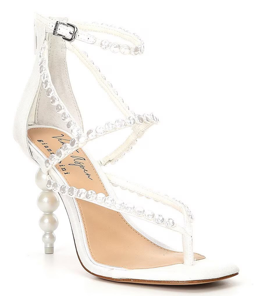x Venita Aspen Esme Linen Pearl Dress Sandals | Dillard's