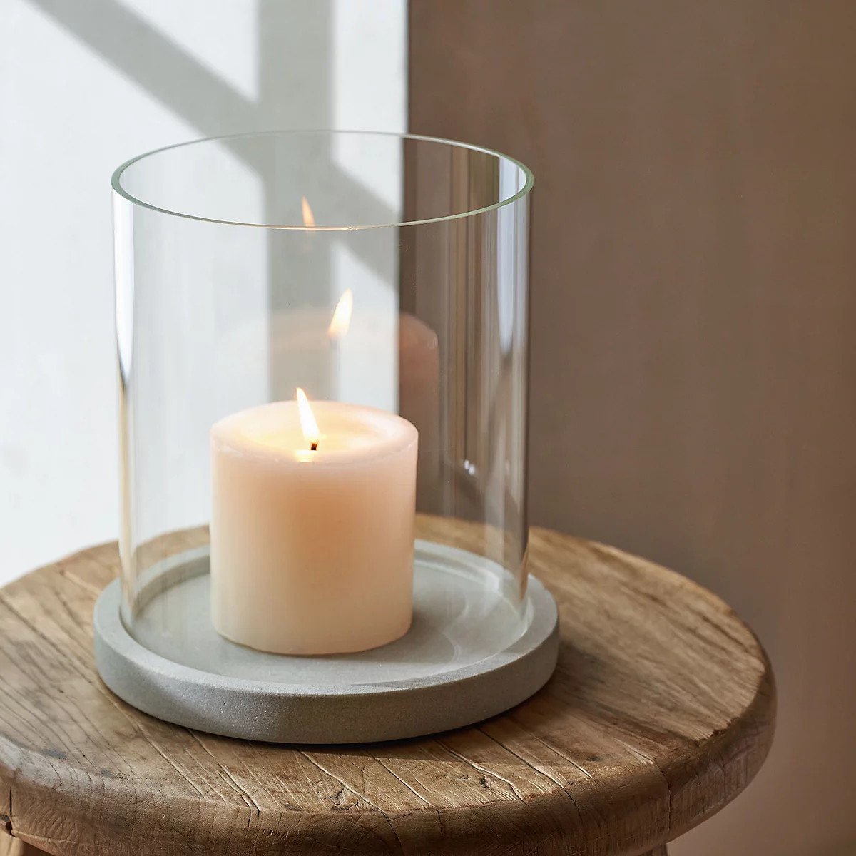 Sandstone Glass Hurricane Candle Holder – Large | The White Company UK & ROW