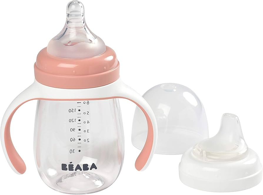 BEABA 2-in-1 Baby Bottle to Training Sippy Cup, Learning Cup, Baby Bottle Nipple and Soft Silicon... | Amazon (US)