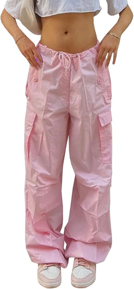 Neyaolk Parachute Pants for Women, Cargo Pants Women Baggy, Y2K Low Waist Wide Leg Baggy Relaxed ... | Amazon (US)