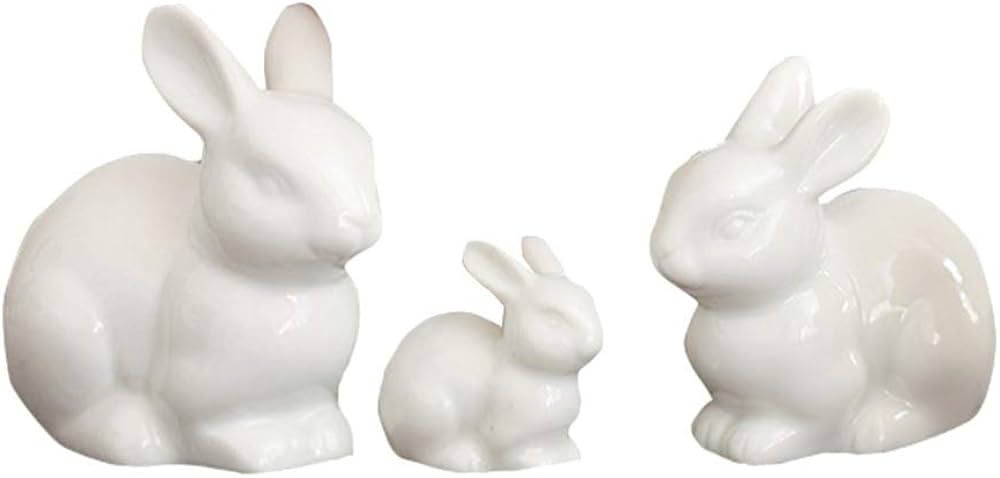 Easter Bunny Bunny Statue Ceramics Bunny Figurine Easter White Bunny Figurines Rabbits Ornaments ... | Amazon (US)