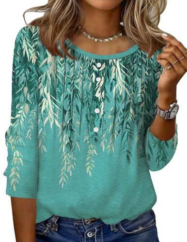 Zeagoo 3/4 Length Sleeve Womens Tops Round Neck Casual Summer Tunic Tops Basic Tees Blouses Dress... | Amazon (US)