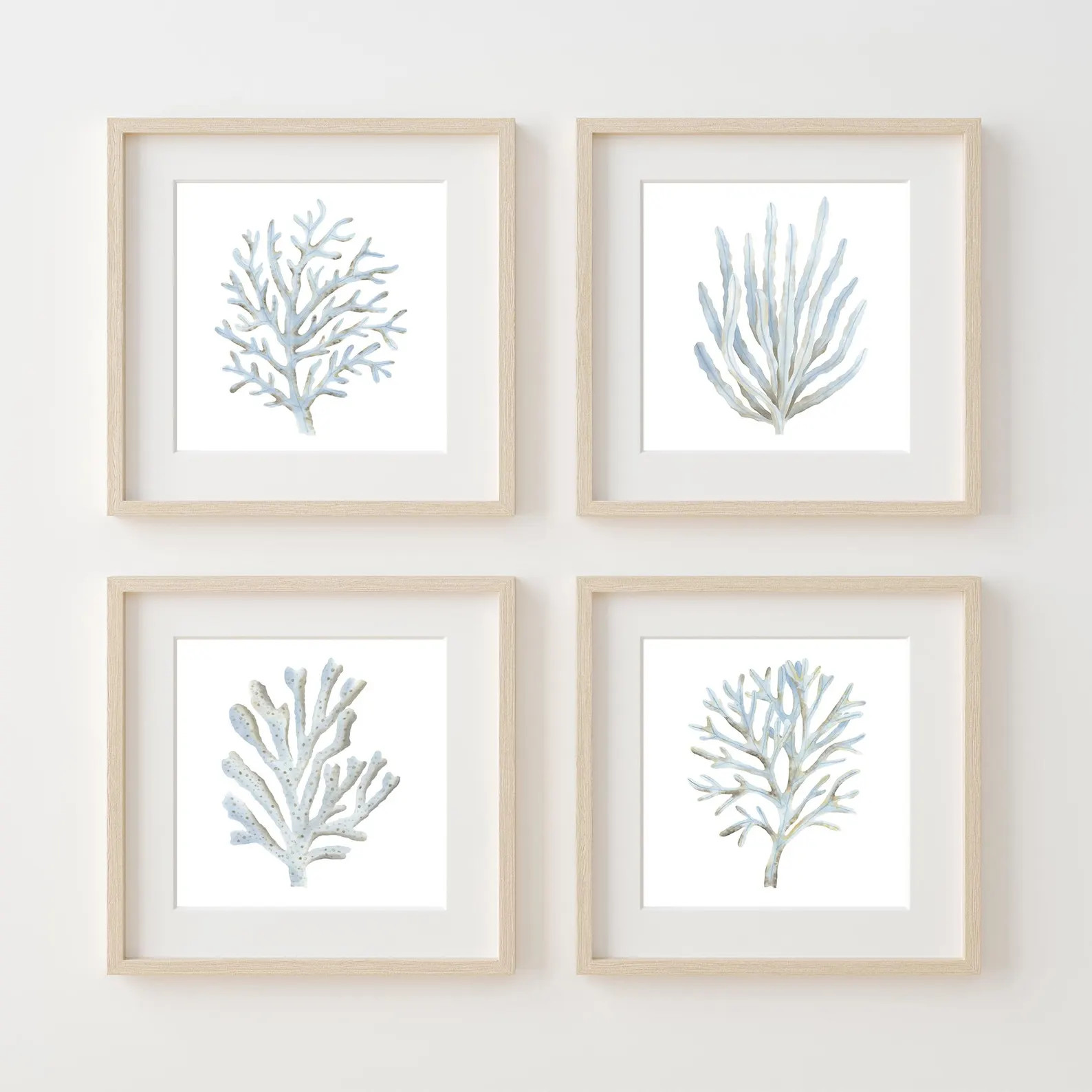 Coastal wall art Blue coral prints set 4 Light blue wall art Beach house decor Nautical wall art ... | Etsy (Global)