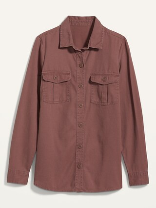 Twill Utility-Pocket Tunic Camp Shirt for Women | Old Navy (US)