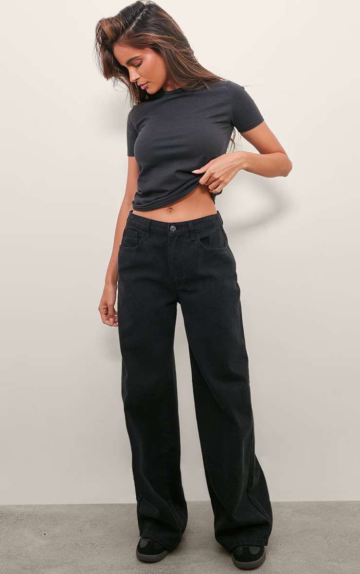 Washed Black Boyfriend Low Rise Jeans | PrettyLittleThing US