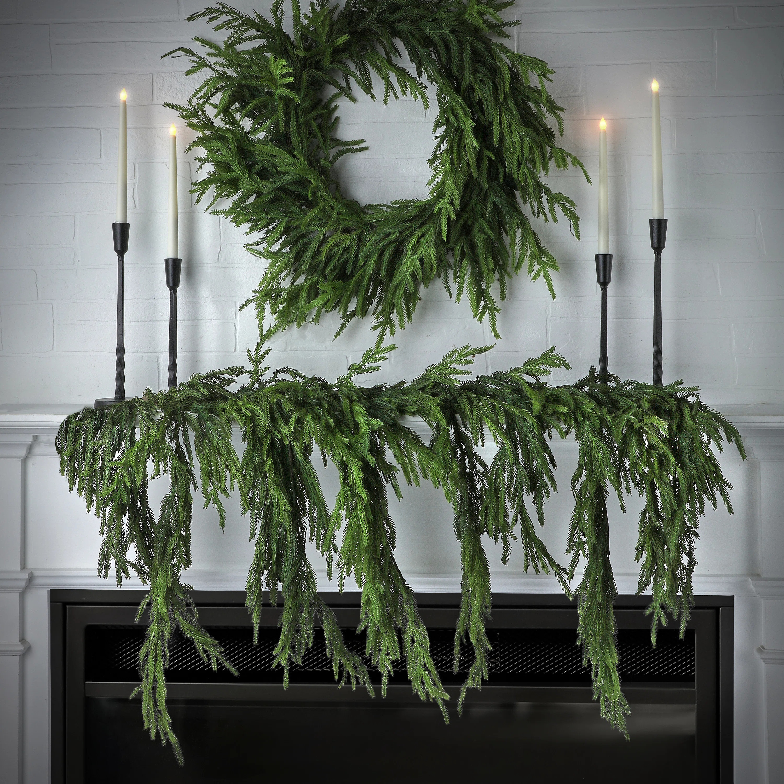 47x29"Real Touch Norfolk Pine Dripping Garland | Wayfair North America