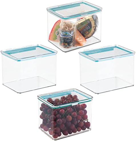 mDesign Airtight Stackable Kitchen Pantry Cabinet Food Storage Container - Attached Hinged Lid - ... | Amazon (US)