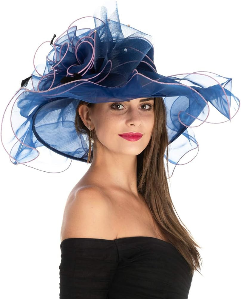 Women's Organza Church Kentucky Derby British Fascinator Bridal Tea Party Wedding Hat Summer Ruff... | Amazon (US)