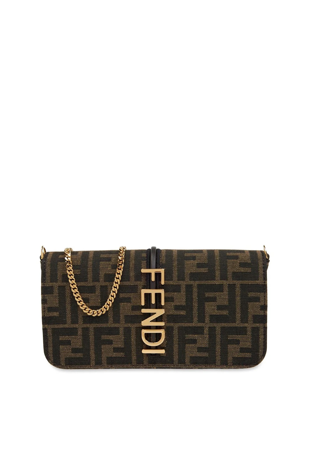 Fendi Fendigraphy FF Jacquard Chain-Linked Wallet | Cettire Global