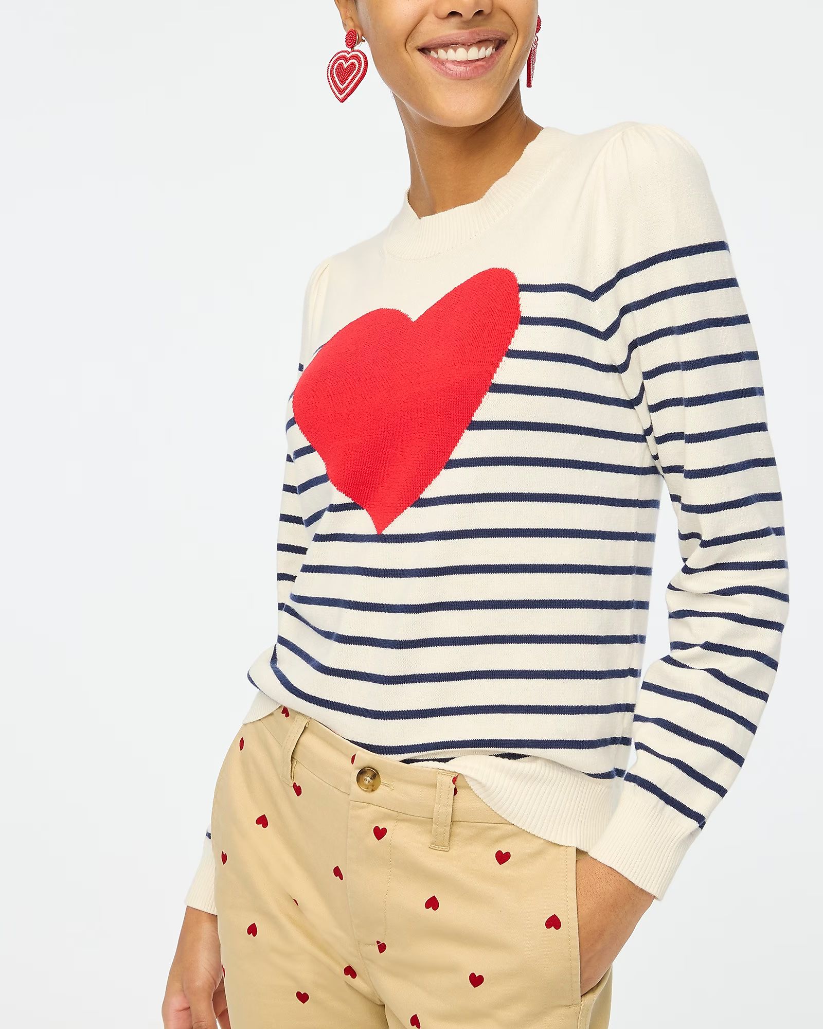 Puff-sleeve heart sweater | J.Crew Factory