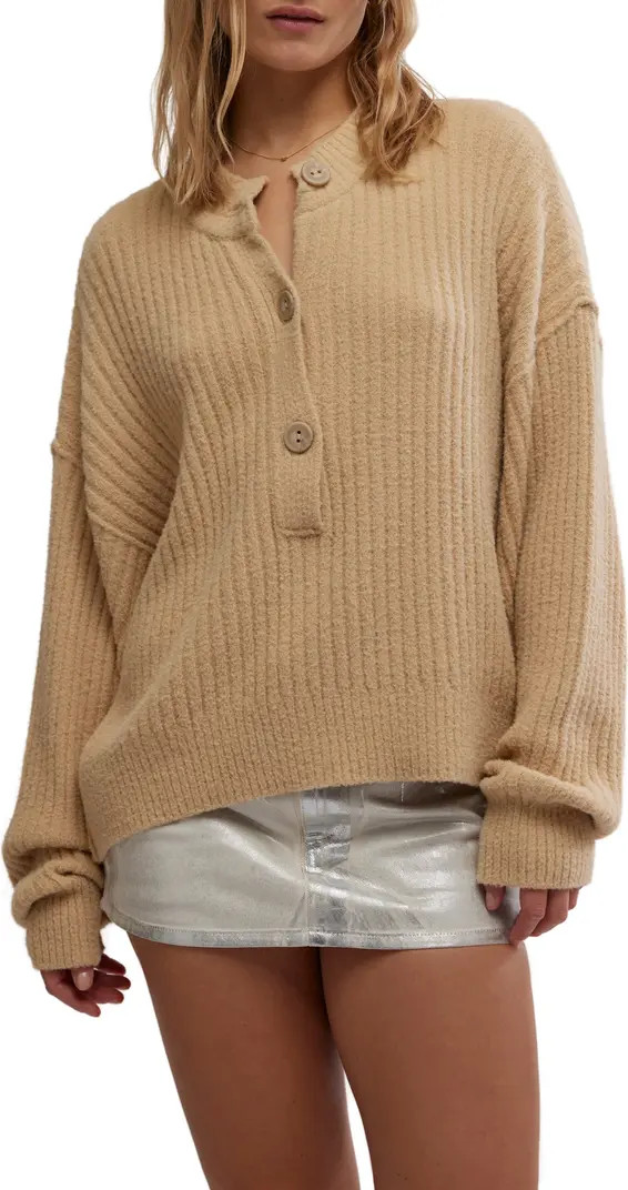 Free People Cocoa Rib Henley Sweater | Nordstrom | Nordstrom