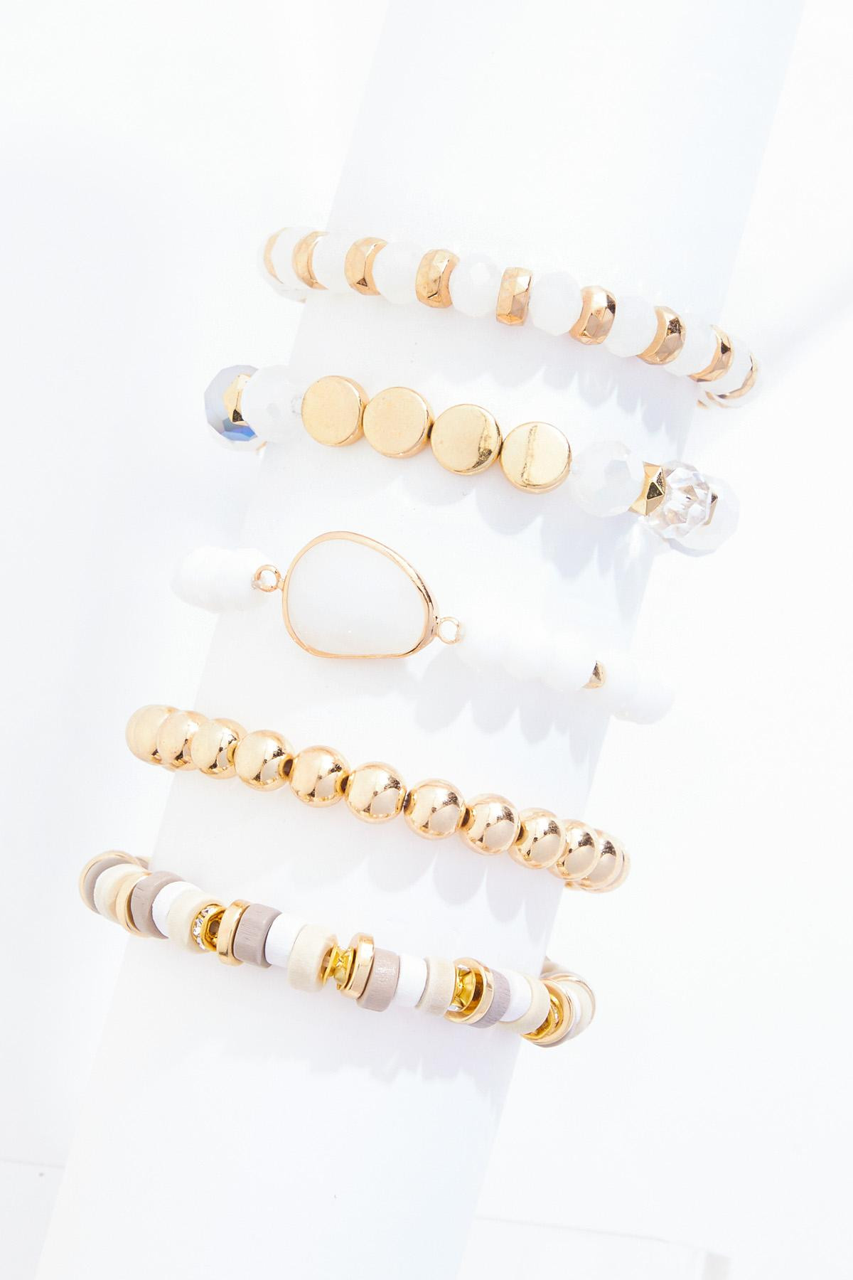 Gold Glass Stretch Bracelet Set | Cato Fashions