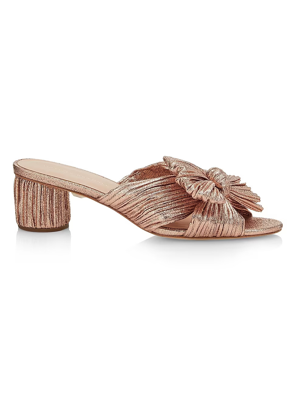 Emilia 50MM Pleated Lamé Knotted Mules | Saks Fifth Avenue