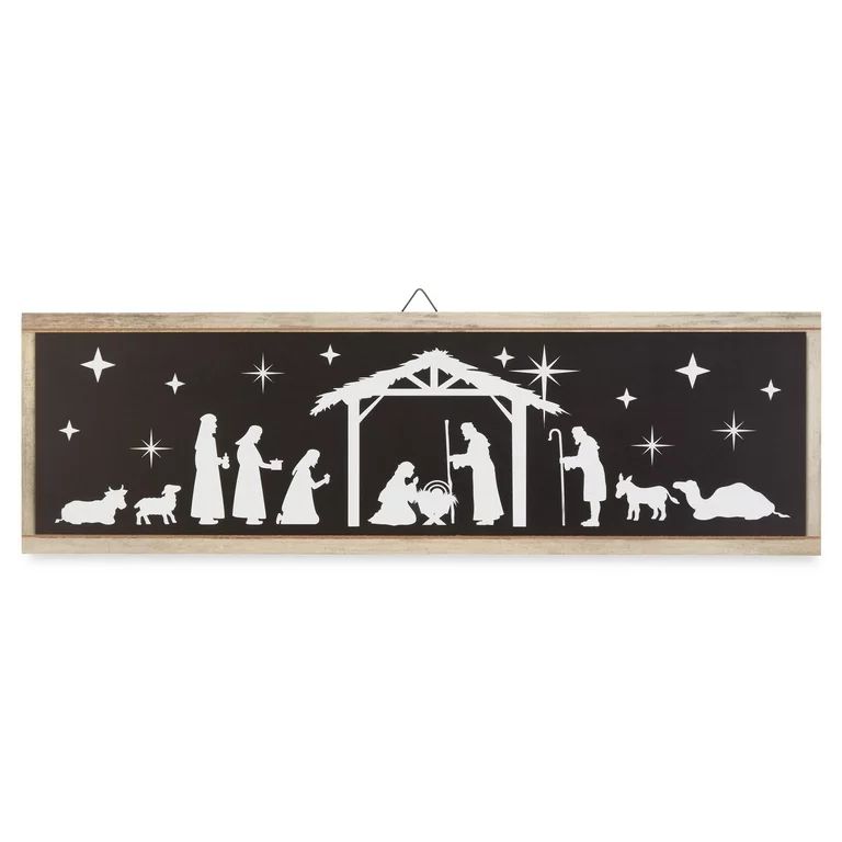 Holiday Time Black and White Nativity Sign, 24" - Manger Scene | Walmart (US)