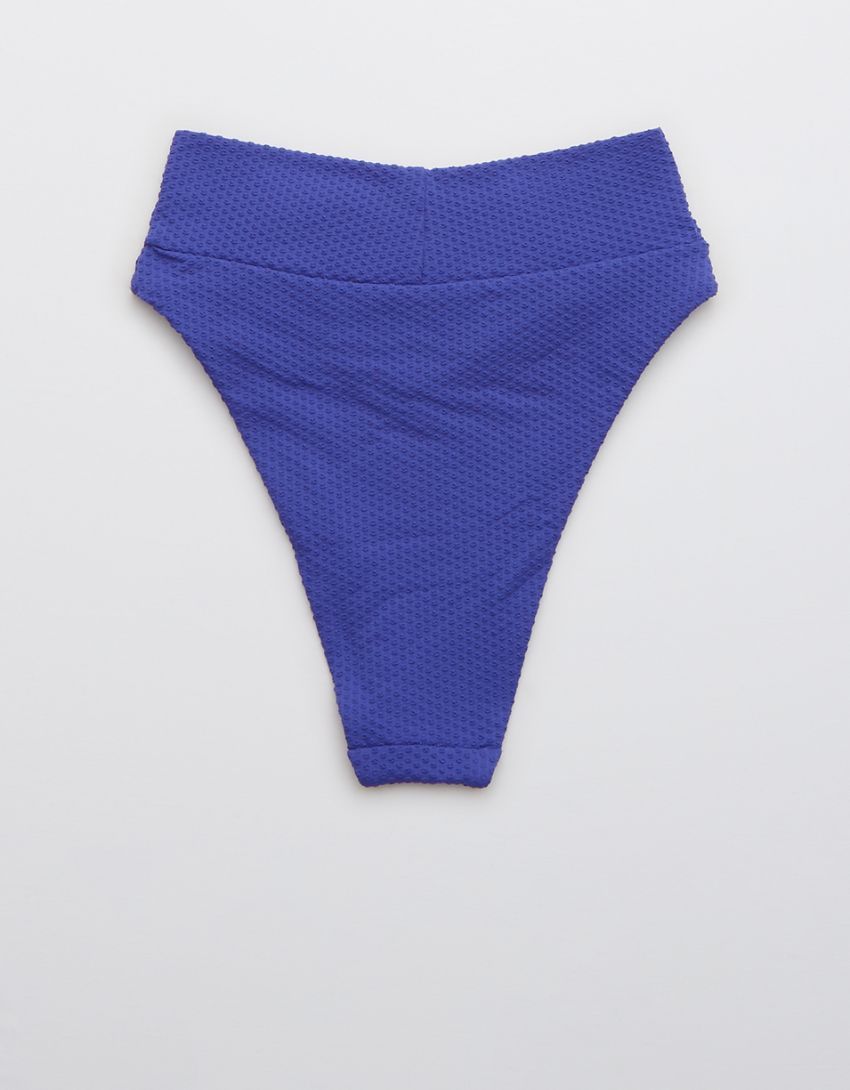 Aerie Jacquard Crossover High Cut Cheeky Bikini Bottom | American Eagle Outfitters (US & CA)