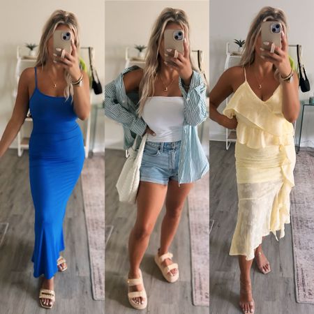 Target haul 🎯✨ 

Love this skims dupe dress I did a medium 
Size down in denim shorts 
Did a medium in the button up
Last dress would be perfect for a wedding but size up! I did a small and need a medium but not feels so luxe and is beautiful! 

Wedding guest dresses 
Skims look for less 
Mom style 
Easy outfits 
Summer outfits 

#LTKMidsize #LTKStyleTip #LTKFindsUnder50